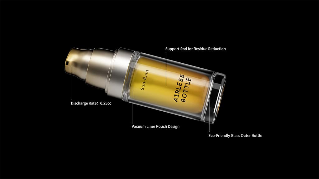 0.25cc Airless Glass Bottle with PE Vacuum Liner and Support Rod